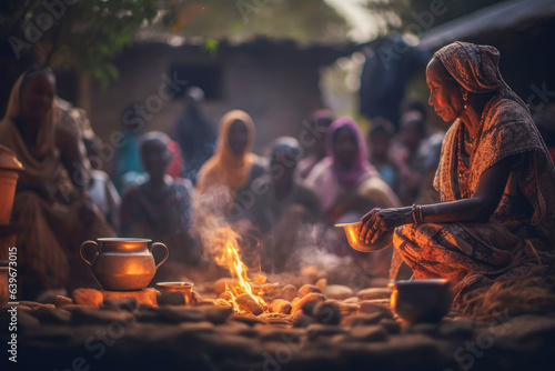 Traditional coffee roasting ceremony in a charming Ethiopian village