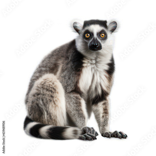 Lemur isolated on white created with Generative AI