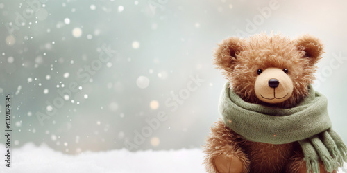 A plush toy decoration brings joy and warmth to your holiday season. The teddy bear's presence adds charm to your festive decorations.