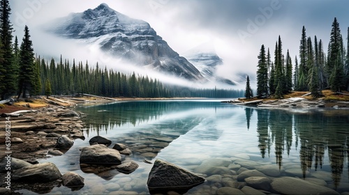 Foggy Banff: Scenic Mountain Lake in Alberta's Rocky National Park - Landscape & Nature Travel Photography