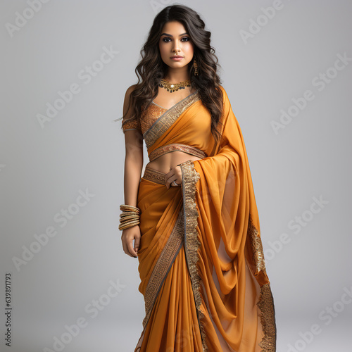 Gorgeous Indian woman wearning nauvari saree in maharastrian look, maharastra culture