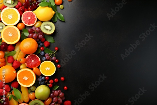 A banner design with fruits and juices theme