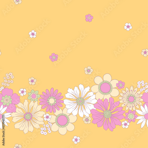 70s Retro Floral Seamless Vector Pattern