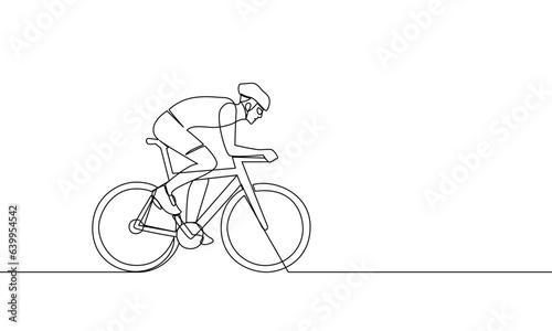 Single continuous line drawing of a cyclist exercising speed. Sport lifestyle concept. Cycling. Track cycling, road cycling. One line drawing vector illustration