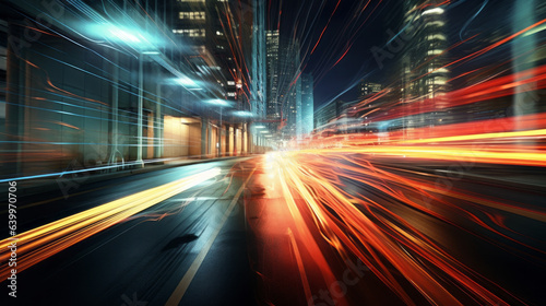 Dynamic Abstract Light Trails in Urban Night Scene