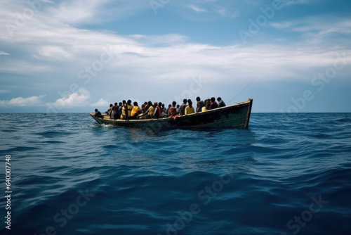 Refugees in a boat (AI Generated) 