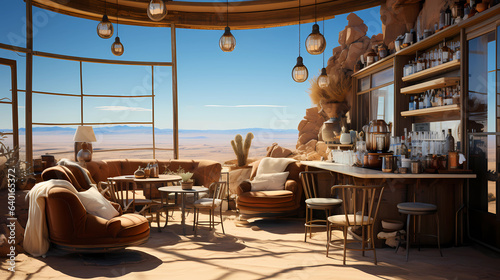 A desert concept cafe overlooking the sea of sand
