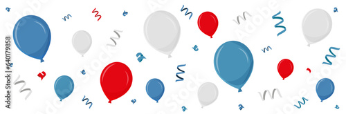 Ballons, cotillons et confettis - Éléments vectoriels - Couleurs de la France - Célébrations diverses - Compositions festives pour une fête d'enfant, un anniversaire ou un événement 