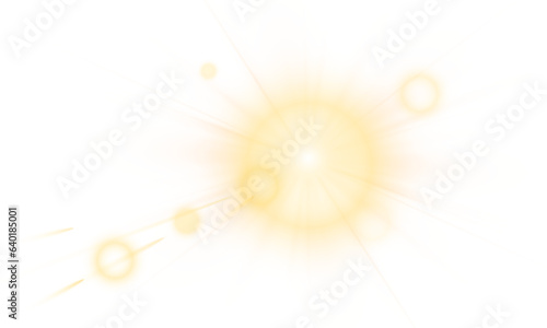 Lens flare sunlight light effect with no background. Stock vector illustration