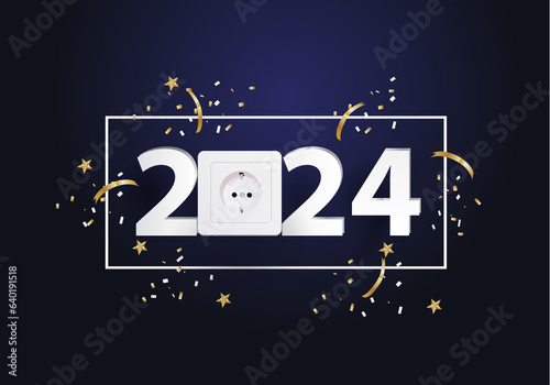 happy new year 2024. 2053 with electrical outlet 