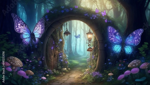 fairy tail forest with butterflies