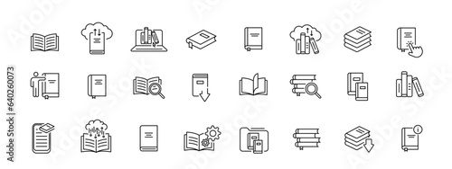 E-book icon pictogram set illustration, diferent book icons