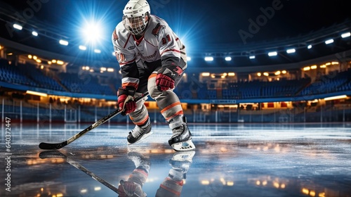 ice hockey player skating on stadium