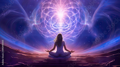 Spiritutal energy spirit healing meditation of the heart, in the style of futuristic imagery, light-focused