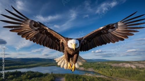 freedom american eagle flying on sky bird of prey wildlife