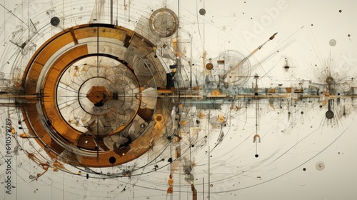 Abstract technology background with cogwheels and gears. 3D rendering. 