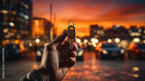 Picture a close - up of a persons hand holding car keys