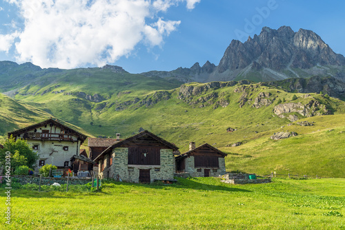 Das malerische Bergdorf Grevasalvas im Sommer, Filmkulisse des Spielfims Heidi, Sils, Engadin, Graubünden, Schweiz