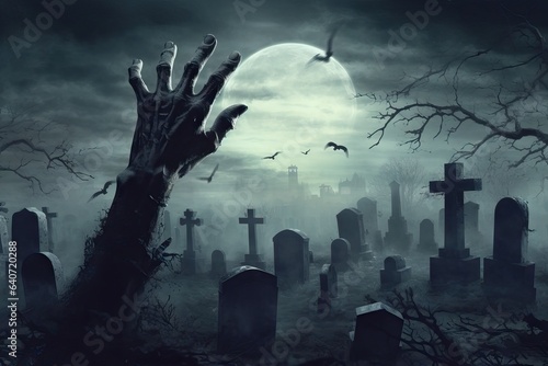 grave cross cemetery horror scarey monster skittish cemetery graveyard hand gravestone zombie hand tomb silh moon night background spooky zombie mist rising night out halloween dark dead full rising