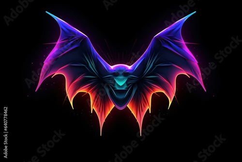 Graphic neon icon for bat