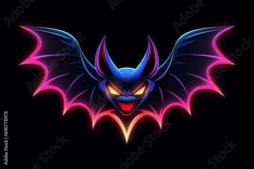 Graphic neon icon for bat