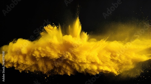 yellow powder explosion against black - stock concepts