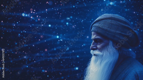 Guru Nanak Jayanti, Abstract illustration, Guru Nanak, Low poly blue. Polygonal, Generative ai