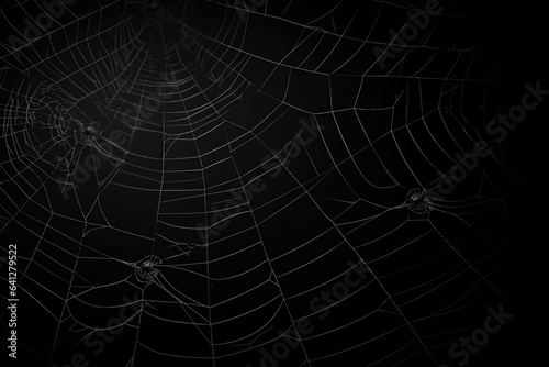 Bright Spider Web On A Dark Black Background Created With The Help Of Artificial Intelligence