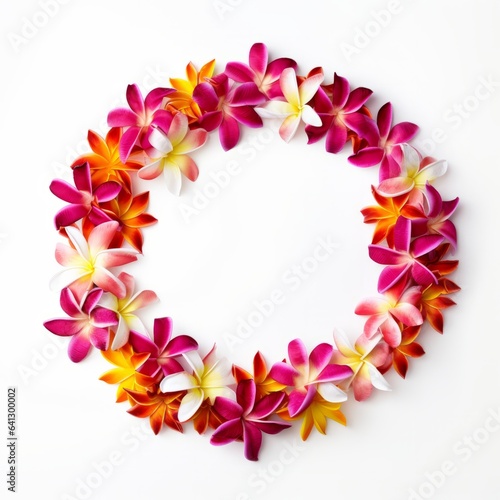 Hawaiian lei on white background.