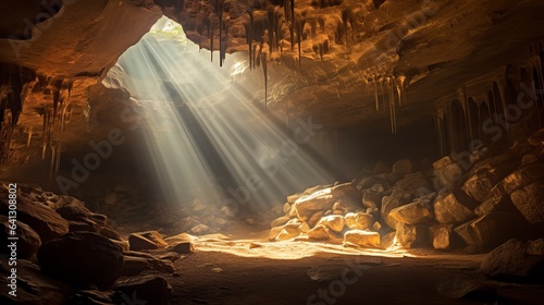 Inside is the Mammoth Cave National Park. Inside Mammoth Cave National Park, the sun is shining.