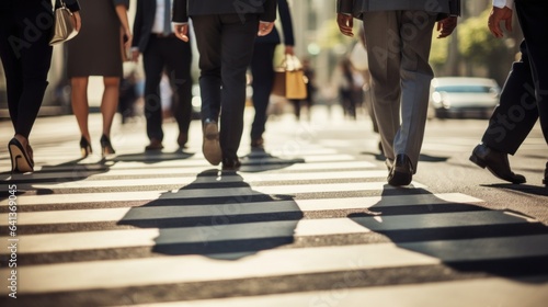 Crowd of people walking on the busy street in big city