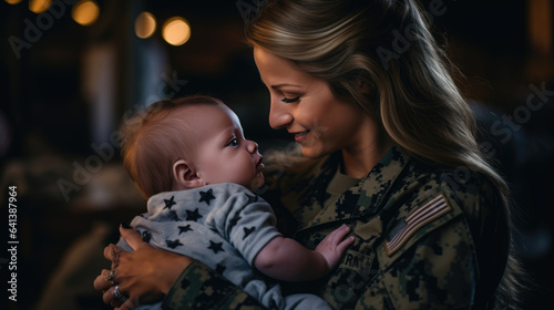 Military woman reunited with her child