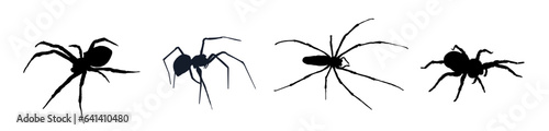 set of spider silhouettes - vector illustration