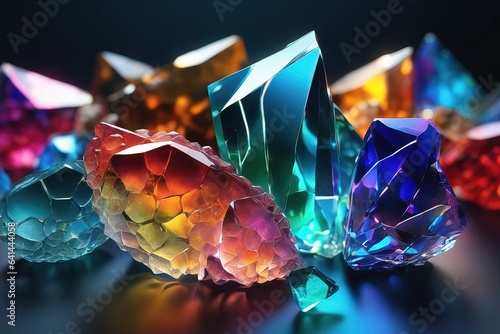 colorful crystal stones, 3 d rendercolorful crystal stones, 3 d render3 d rendering, colorful crysta