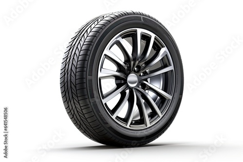 Car wheel on white background. Clipping path included