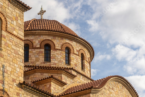 Domed church roof details in Athens, Greece 