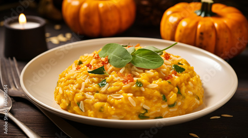 Pumpkin and spinach risotto