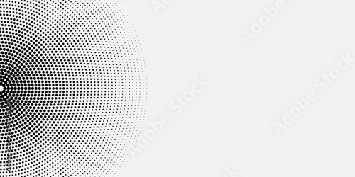 Halftone concentric dot lines background. Spotted and dotted half circles gradient