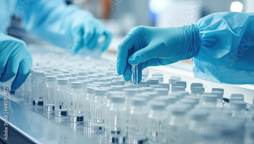 Close-up of a group of scientists carrying out scientific research in a lab
