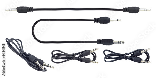 set, TRRS audio jack, aux cable isolated from background 