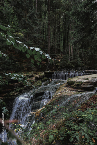 Wodospad Szklarki, Karkonosze, Szklarska Poręba, góry, Polska. Szklarki Waterfall, Giant Mountains, Szklarska Poreba, Poland.