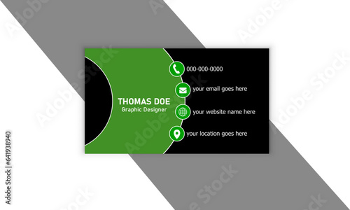 Minimal & Simple Green single Corporate business card. one sided card template.