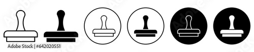 stamp vector icon set. legal authority document approve rubber stamp symbol. stamper hand stamp sign in black color.