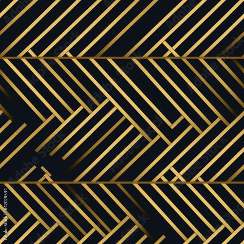 tapeta tło złote ukośne metaliczne linie na czarnym tle - wallpaper gold metallic lines on a black background - AI Generated