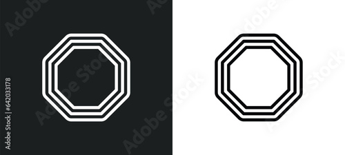 octagon icon isolated in white and black colors. octagon outline vector icon from geometry collection for web, mobile apps and ui.