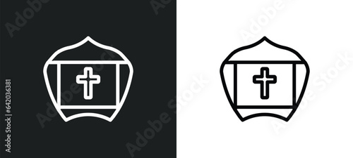 pope icon isolated in white and black colors. pope outline vector icon from religion collection for web, mobile apps and ui.