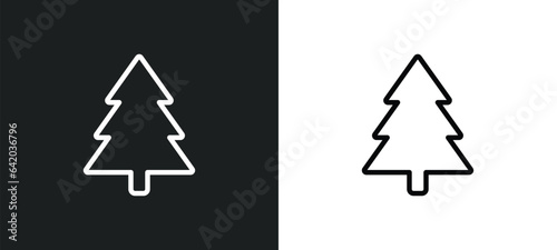 fir icon isolated in white and black colors. fir outline vector icon from winter collection for web, mobile apps and ui.
