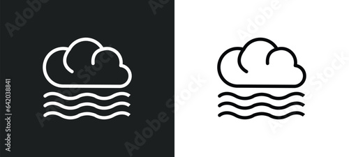 foggy icon isolated in white and black colors. foggy outline vector icon from meteorology collection for web, mobile apps and ui.