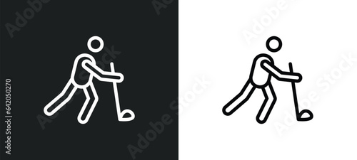hurling icon isolated in white and black colors. hurling outline vector icon from sport collection for web, mobile apps and ui.