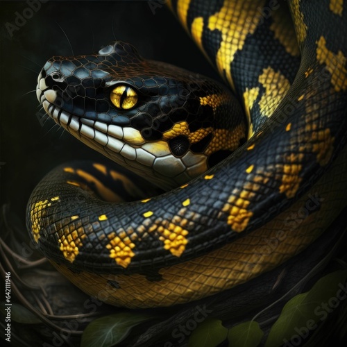 Black and Yellow Snake Piada: A Striking Image of a Serpentine Delight